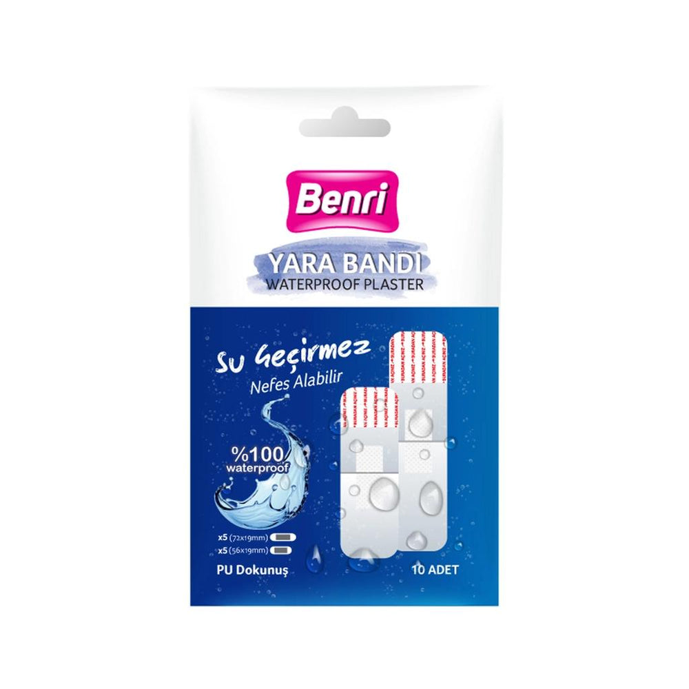 Benri Waterproof Adhesive Bandages for Wound Protection 10-Pack