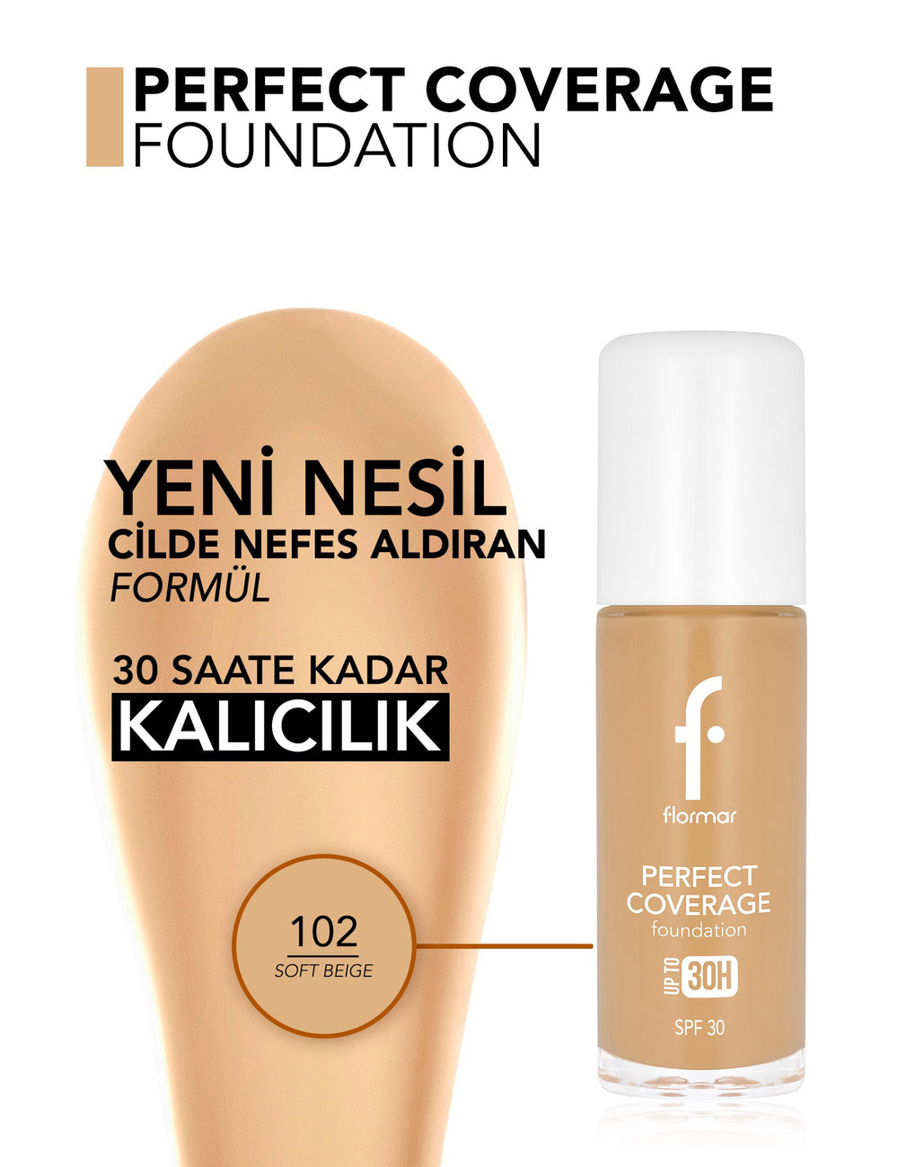 Flormar Perfect Coverage High Pigment SPF30 Foundation 30ml