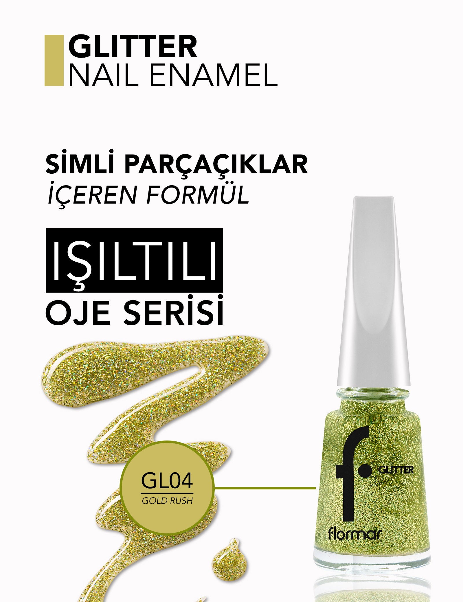 Flormar Glitter Nail Enamel Sparkly Polish 11ml