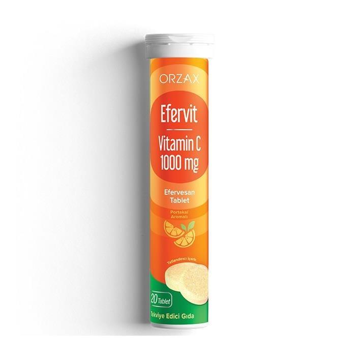 Efervit Vitamin-C 1000 mg Effervescent Tablets - Boosts Immune System, Orange Flavored Dietary Supplement Efervit Vitamin-C 1000mg Effervescent Tablets Vitamin C supplement, Effervescent tablets, Immune system support, Dietary supplement, Health and wellness, Orange flavored, 1000 mg Vitamin C, Efervit
