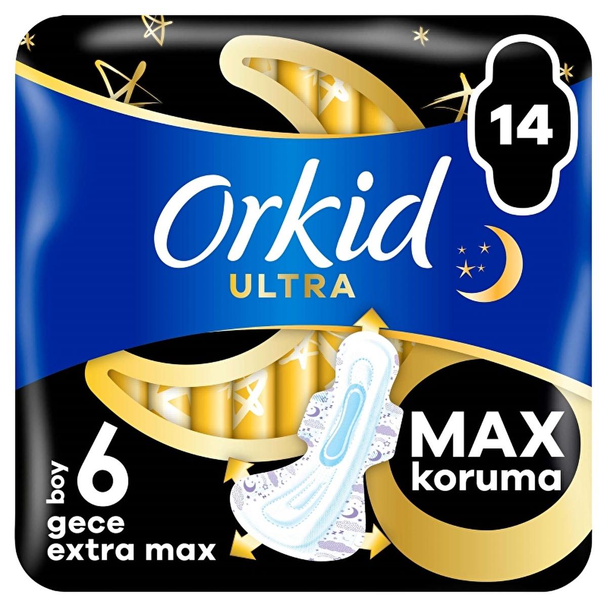 Orkid Ultra Gece Extra Max Hygienic Pads for Women - Nighttime Protection, Leak Proof, Dermatologically Tested Orkid Ultra Gece Extra Max Pads for Nighttime Nighttime hygienic pads, Leakage protection pads, Dermatologically tested pads, Ultra thin hygienic pads, Women's nighttime hygiene products, Feminine hygiene products, Leak proof pads, Comfortable hygienic pads, Orkid Ultra Gece Extra Max, Hygienic pads for women, Nighttime protection, Women's health products