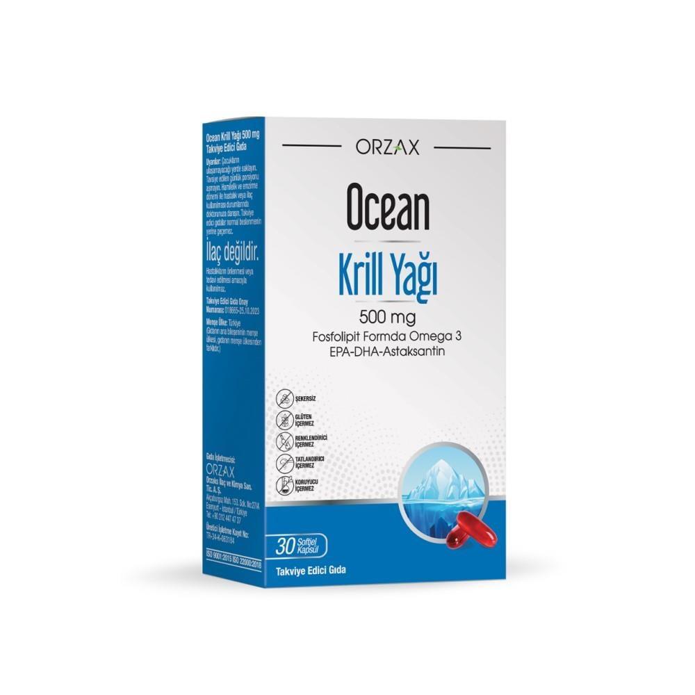 Ocean Krill Oil Supplement - 500 mg Omega-3 Fatty Acids, EPA DHA, Antioxidant Astaxanthin - Dietary Supplement for Heart Health - 30 Softgel Capsules - image 3