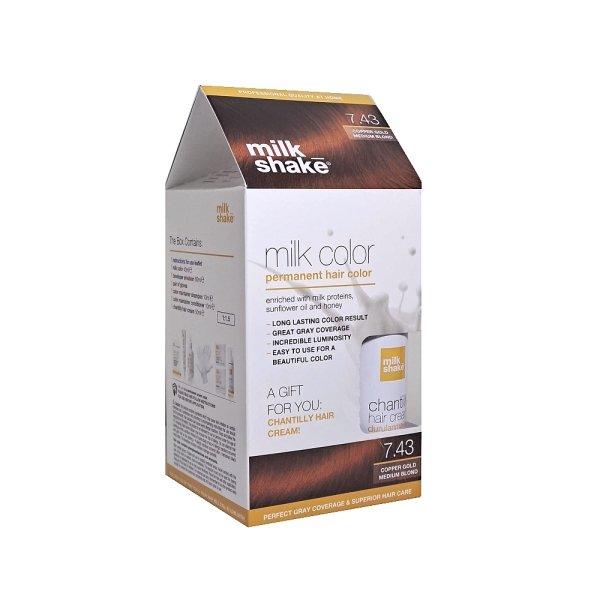 Milk Shake 7.43 Medium Copper Golden Blonde Hair Color Set 50ml