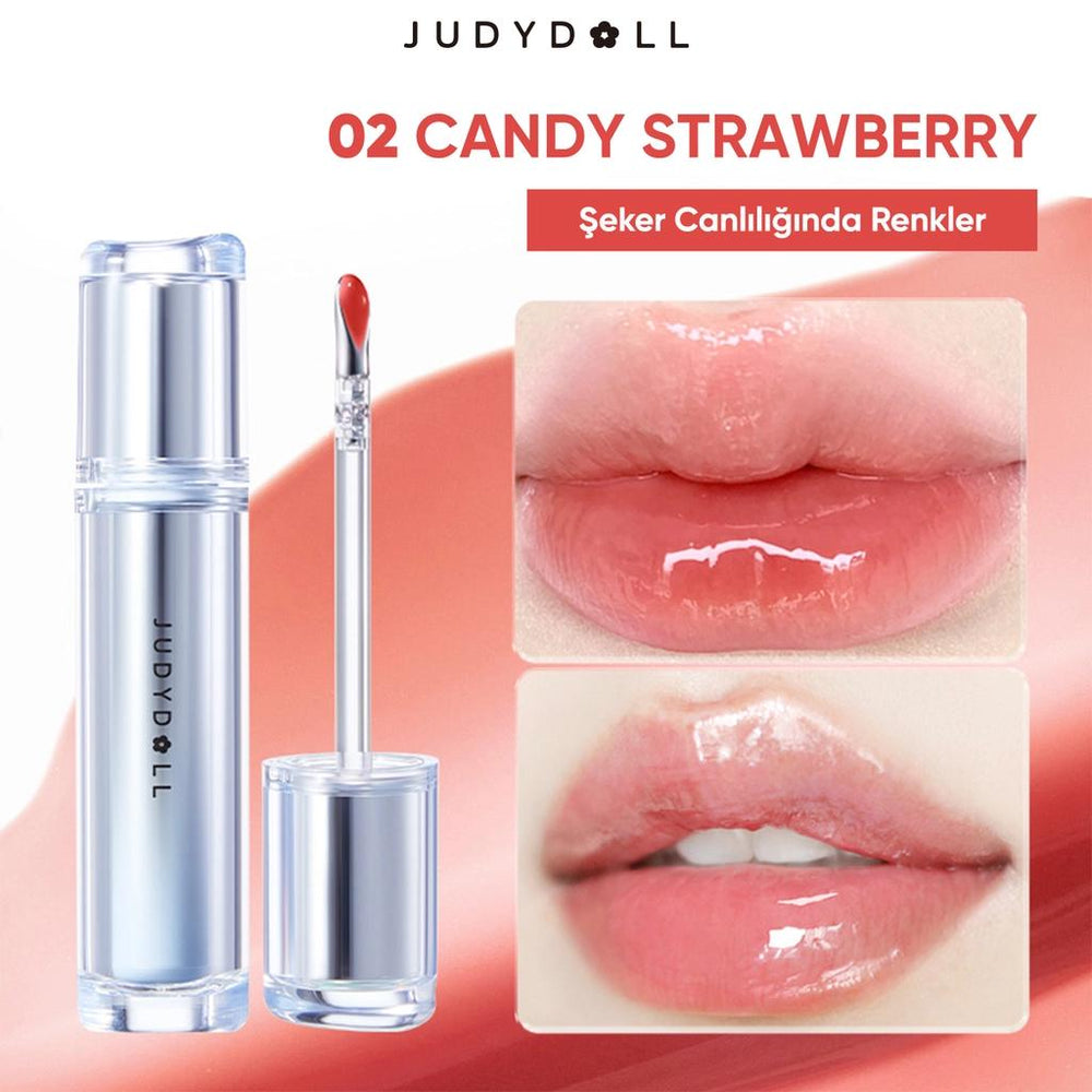 Judydoll Watery Lip Gloss 02 Candy Strawberry - Glossy Lip Shine