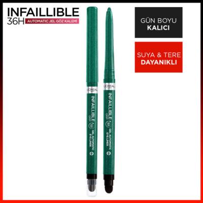 loreal paris infaillable gel eye pencil emerald green, emerald green eyeliner pencil close-up L'Oreal Paris Infaillable Gel Eye Pencil - Emerald Green | 0.01 oz L'Oreal Paris Infaillable Gel Eye Pencil - Emerald Green loreal-paris, gel-eye-pencil, emerald-green, eyeliner, makeup, waterproof, smoky-eye-pencil, eye-makeup, cosmetics, ai-generated