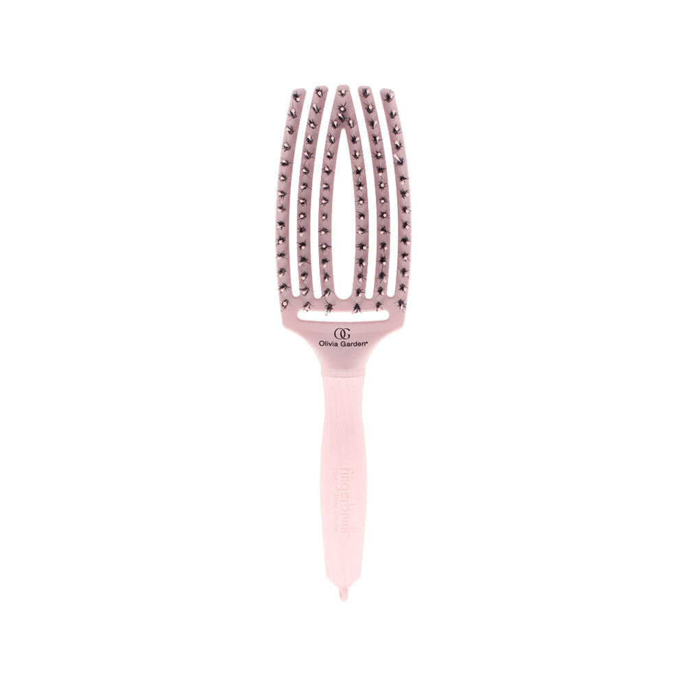 Olivia Garden Fingerbrush Care Pastel Pink Boar & Nylon Brush Medium