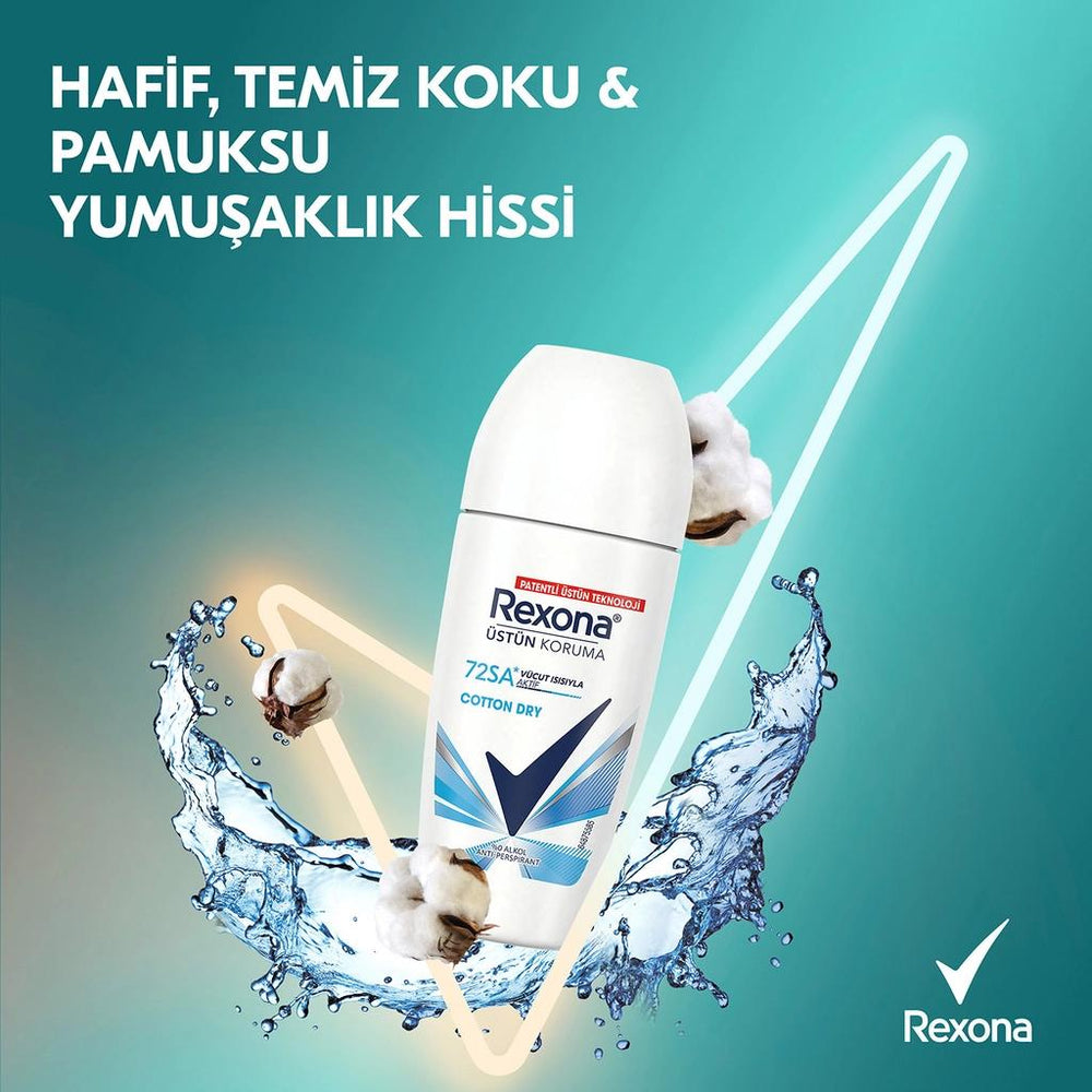 Rexona Cotton Dry Roll-On Deodorant with 72H Protection 50ml