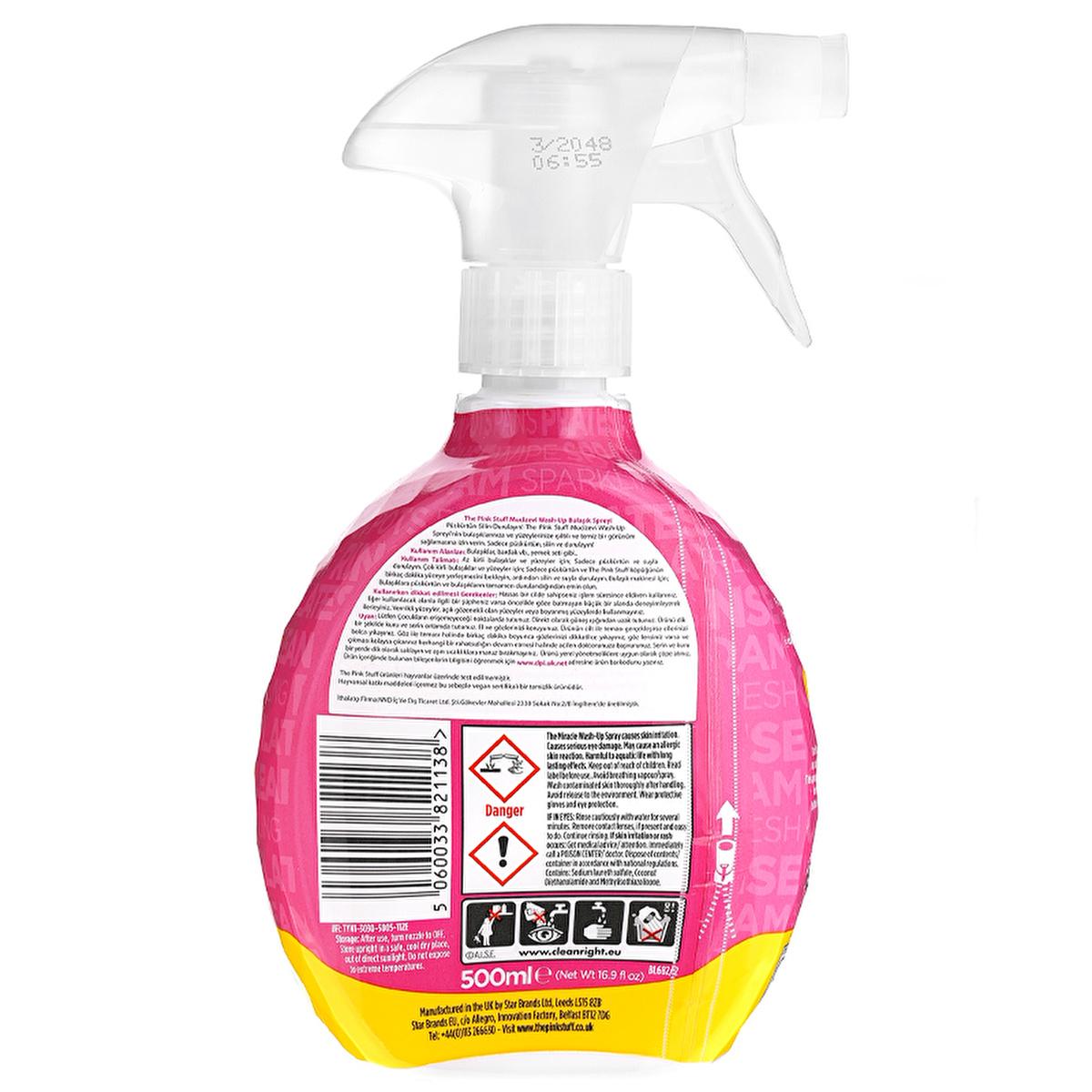 The Pink Stuff Grease Remover & Dish Soap Spray - Powerful Kitchen & Surface Cleaner, Removes Stubborn Oil Stains - 500ml/16.91 fl oz The Pink Stuff Grease Remover - Powerful Dish & Kitchen Soap Spray Grease remover spray, Dish soap spray, Kitchen cleaner, Surface cleaner, The Pink Stuff, Yağ çözücü, Oil stain remover, Dish wash spray, grease dissolving, shiny dishes, household cleaning, convenient cleaning, kitchen cleaning, surface cleaning, oil stain removal, easy cleaning, fast cleaning, The Pink Stuff 
