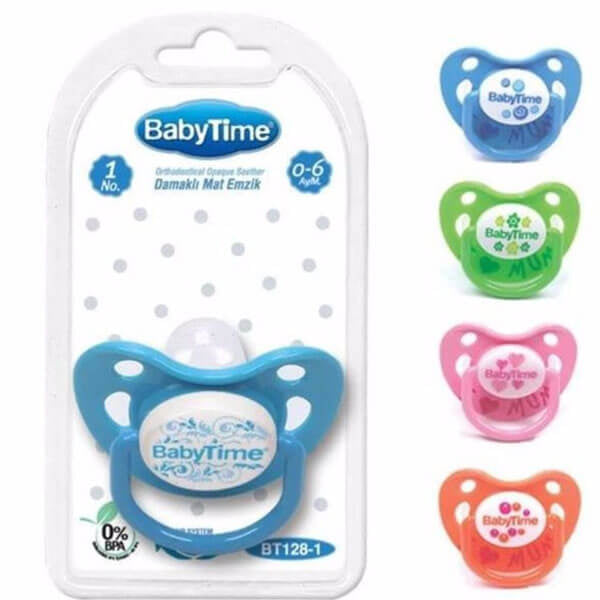 Baby Time BT128-1 Silicone Orthodontic Pacifier with Cap 1 Count