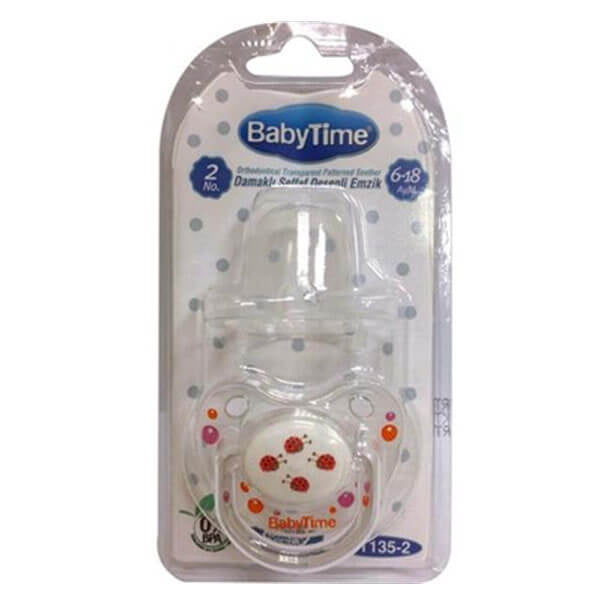 Baby Time BT135-2 Orthodontic Silicone Pacifier with Cover