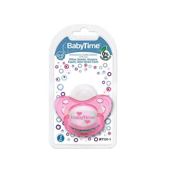 Baby Time Orthodontic Silicone Pacifier with Protective Cap No. 1