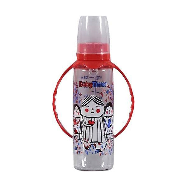 Baby Time Glass Baby Bottle with Silicone Cherry Teat 225 ml