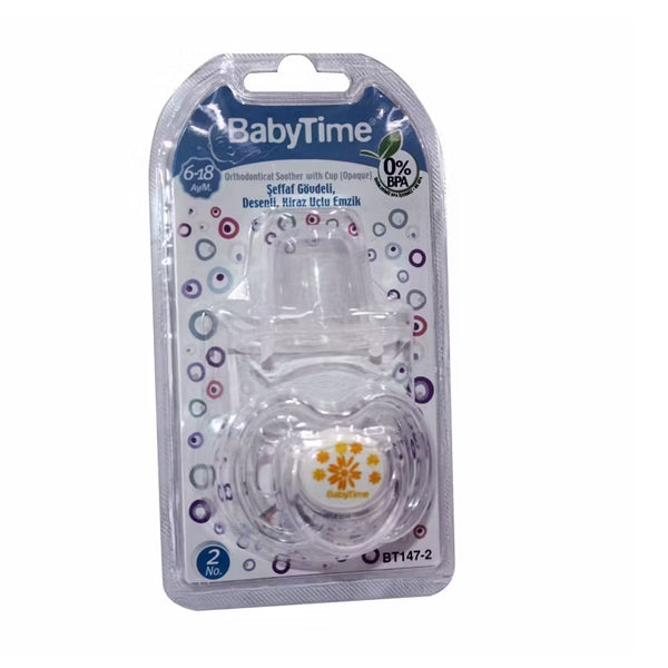 Baby Time Silicone Cherry Tip Clear Pacifier Size 2