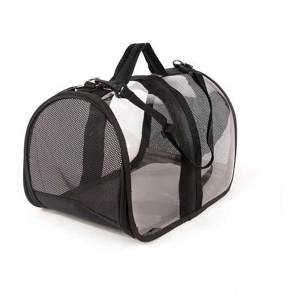 Pet Pretty Bacco Milano Clear Cat & Dog Carrier Bag Black, Removable Strap