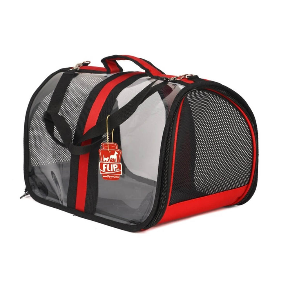 Pet Pretty Bacco Milano Transparent Pet Carrier Red 44cm