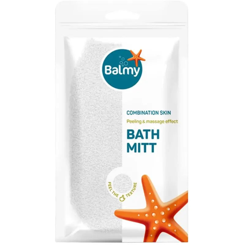 Balmy Polyester Bath Glove for Gentle Exfoliation - White