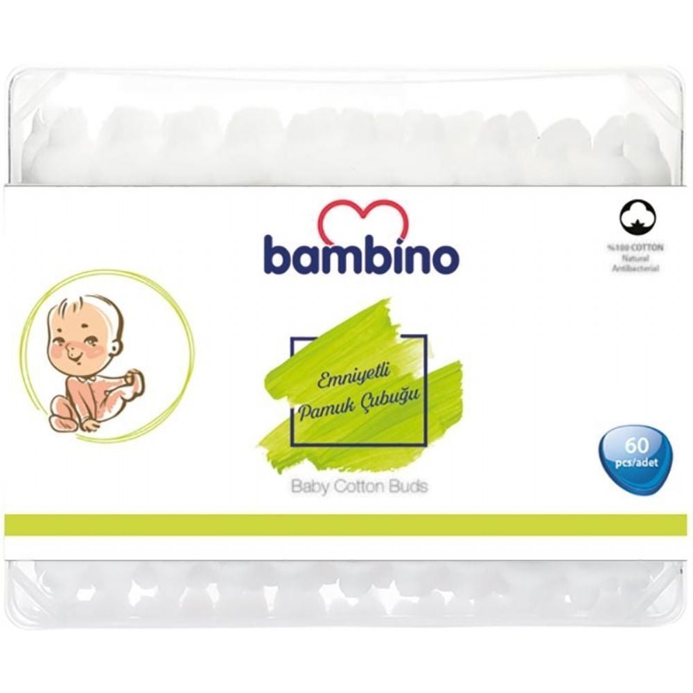 Bambino Safety Cotton Swabs for Babies 60 Count