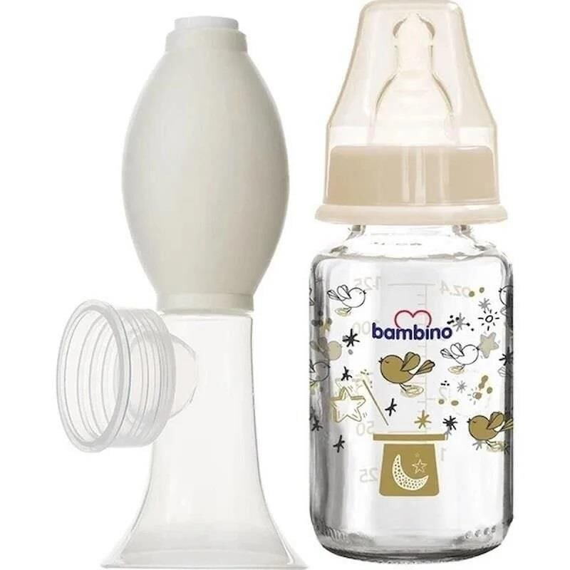 Bambino Glass Feeding Bottle Breast Pump Set 150ml