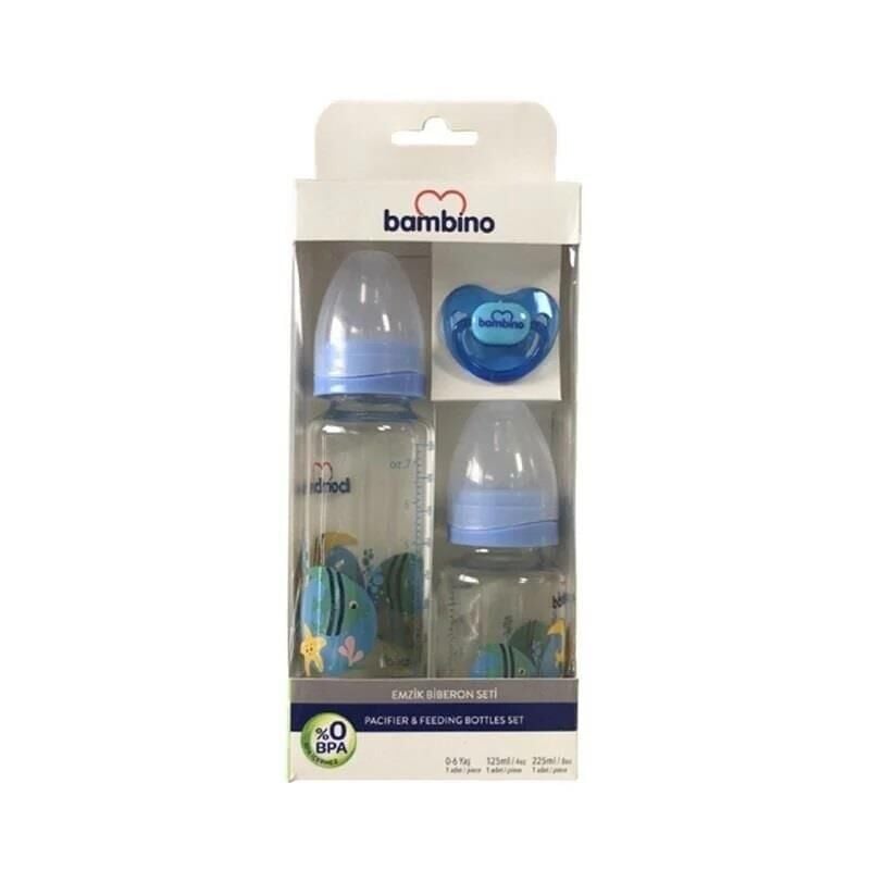 Bambino Pacifier and Baby Bottle Feeding Set 2 Pieces