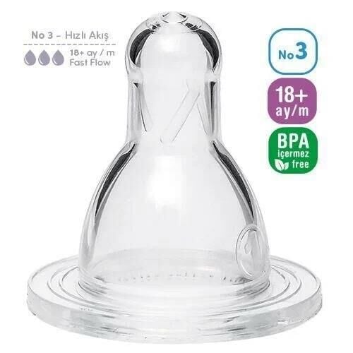 Bambino Silicone Baby Bottle Nipple Fast Flow No.3