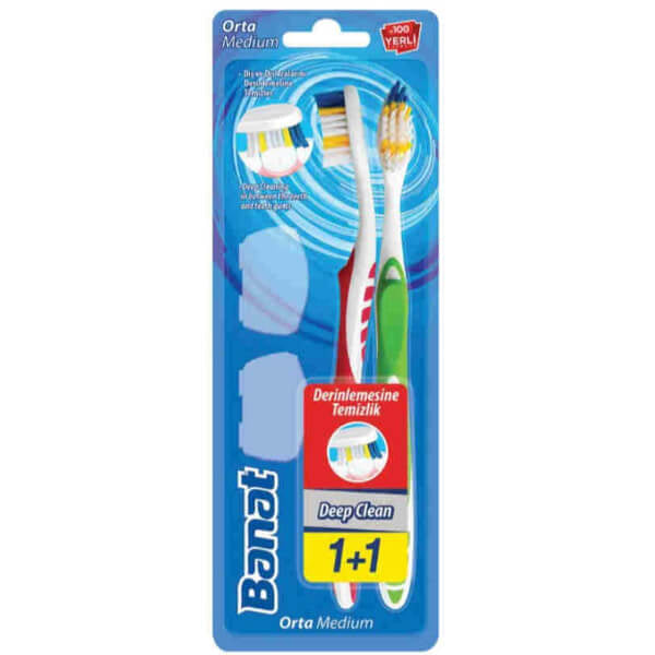 Banat DeepClean Medium Toothbrush for Deep Cleaning Pack of 2