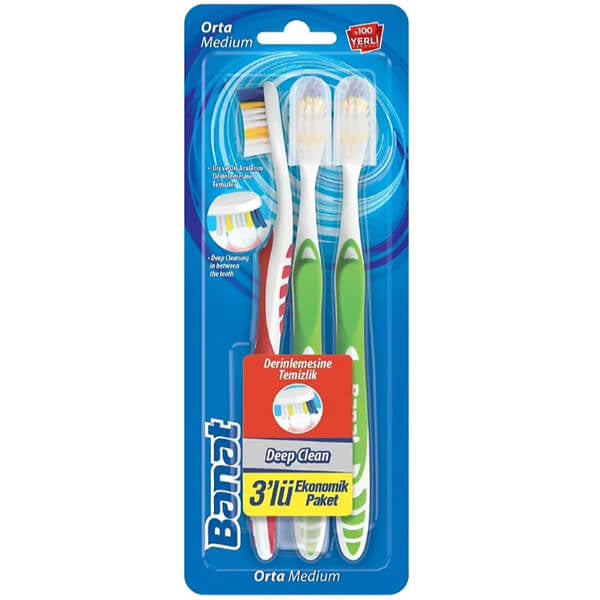 Banat Trio Medium Bristle Toothbrush 3-Pack