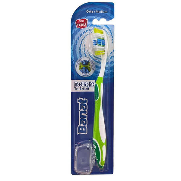 Banat Roobright Tri Action Medium Toothbrush with Cap