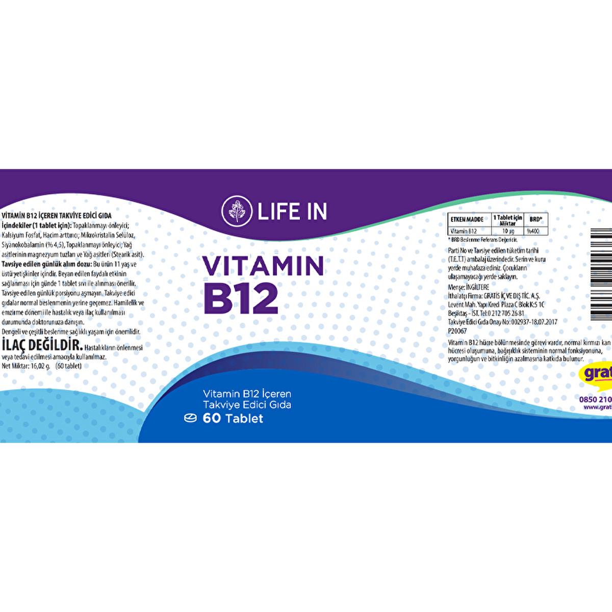 Life In B12 - Vitamin B12 Supplement for Adults and Children Over 11 Years - Boosts Immune System, Reduces Fatigue Life In B12 Vitamin B12 Supplement - Boosts Immune System & Energy Vitamin B12 supplement, adult vitamin supplementation, reduce fatigue, support immune system, normal red blood cell formation, Vitamin B12 deficiency, energy booster, immune health, dietary supplement, health and wellness