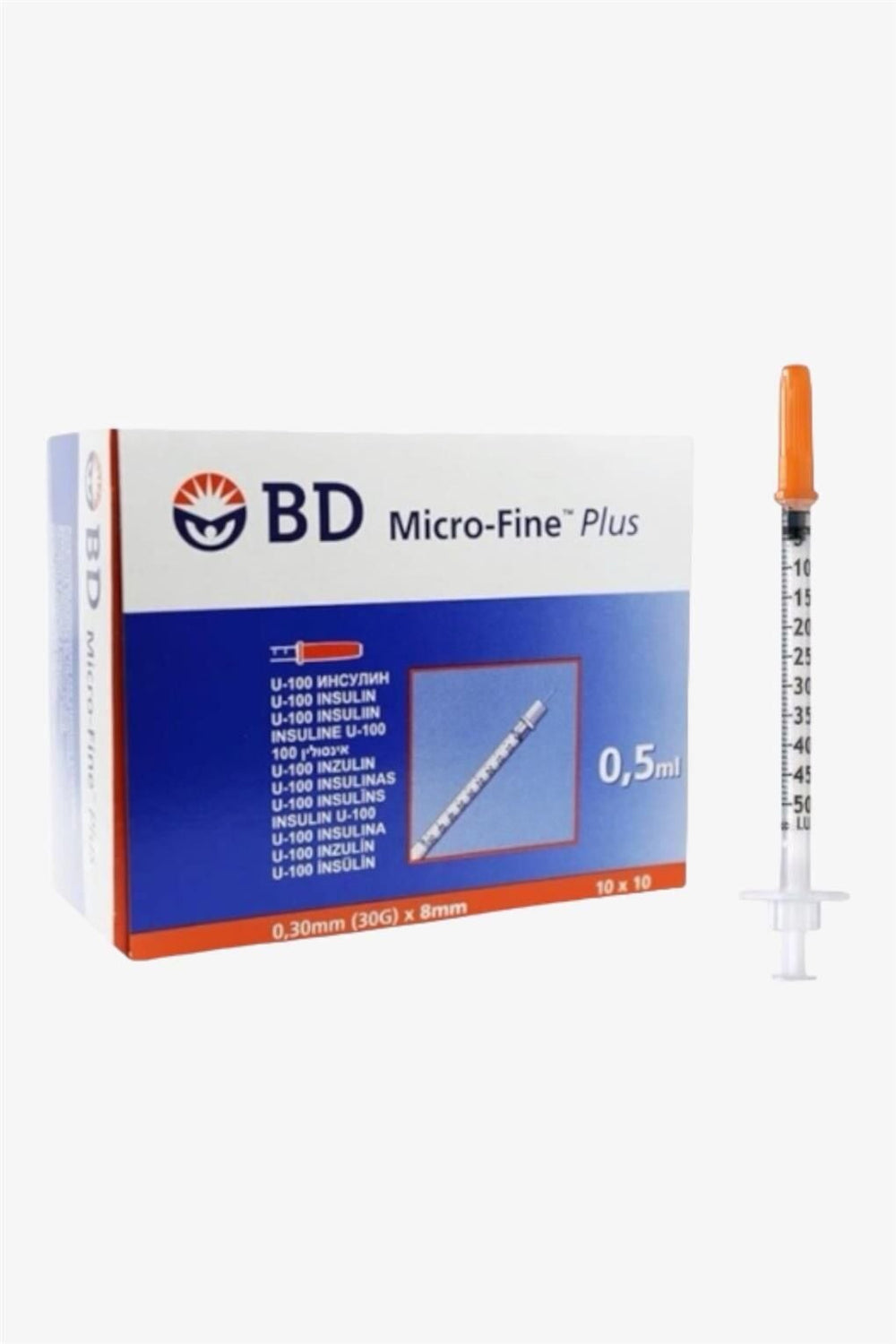 BD Micro-Fine Plus 0.5 ml Insulin Syringe 30G x 8mm 10 Count