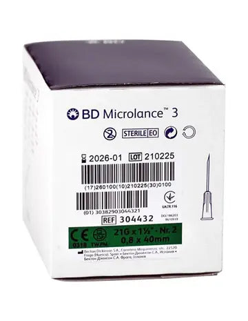 BD Microlance 3 Precision Injection Needles 21G 40mm 100 Count