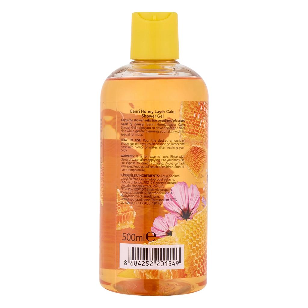 Benri Honey Layer Cake Shower Gel for Sweet Moisture 500 ml