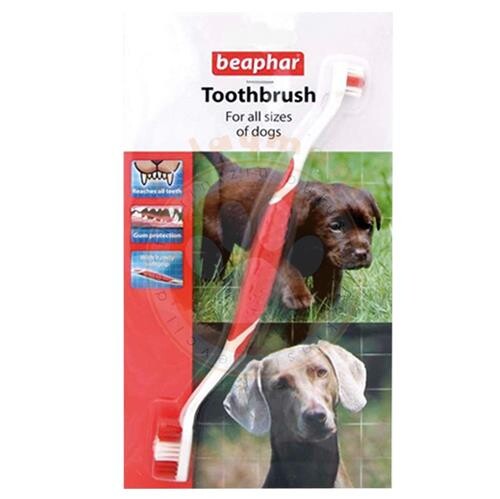 Beaphar Double-Ended Dog Toothbrush for Tartar Control 22cm