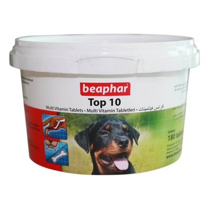 Beaphar Top 10 Multivitamin for Dogs with L-Carnitine, 180 Tablets