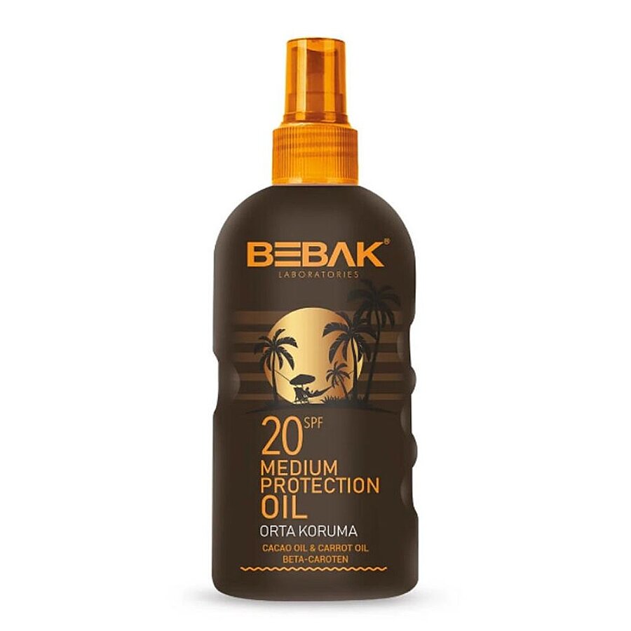 Bebak SPF 20+ Tanning Oil Spray with Carrot and Cocoa Extract - 150 ml