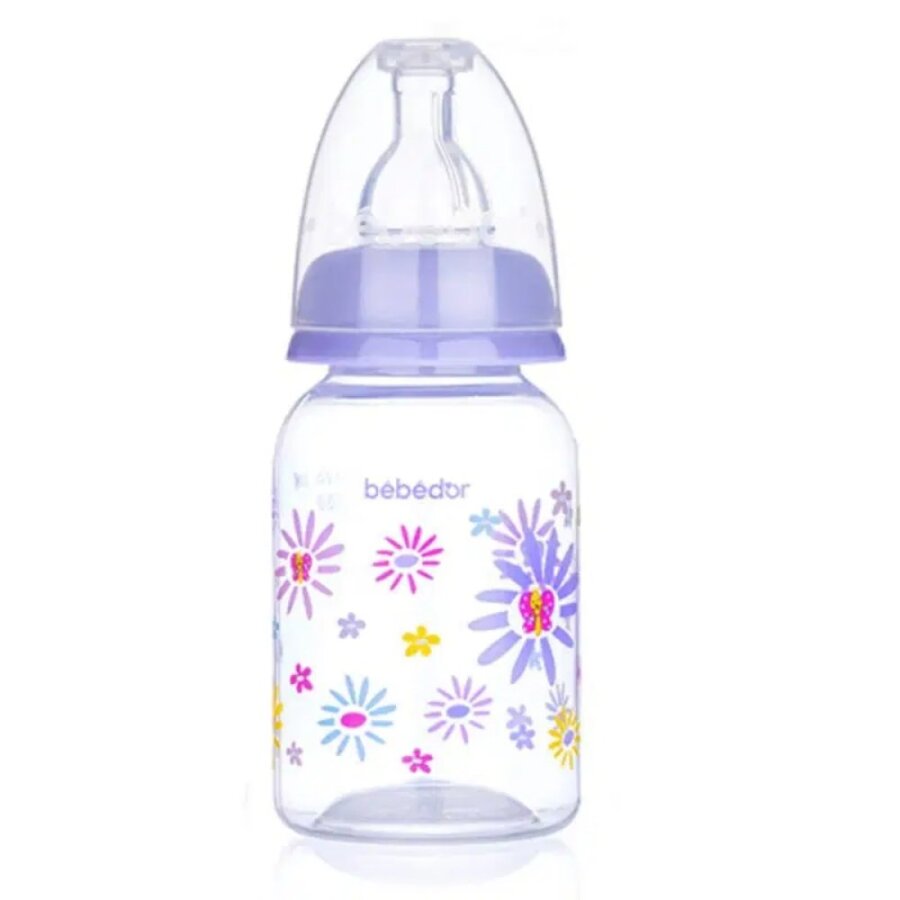 Bebedor Patterned Handle Baby Bottle 125ml 3+ Purple