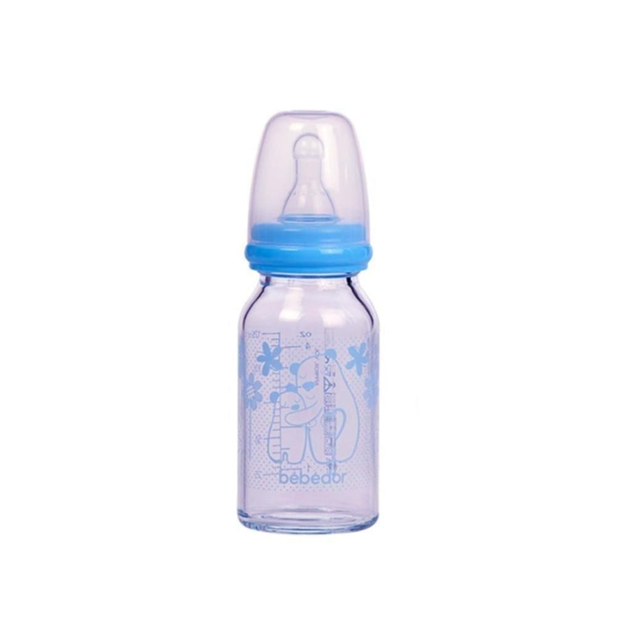 Bebedor Heat Resistant Glass Baby Bottle Blue 125 ml