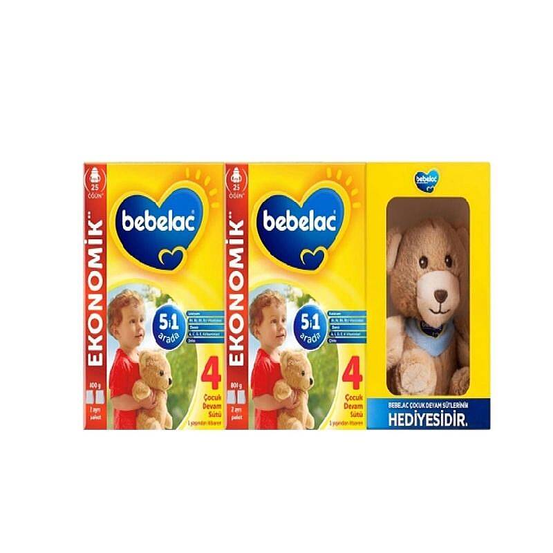 Bebelac 4 Toddler Formula with Prebiotics and Plush Toy 2 x 800g