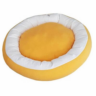 Bedspet Donut Pet Bed for Cats and Small Dogs Yellow & White