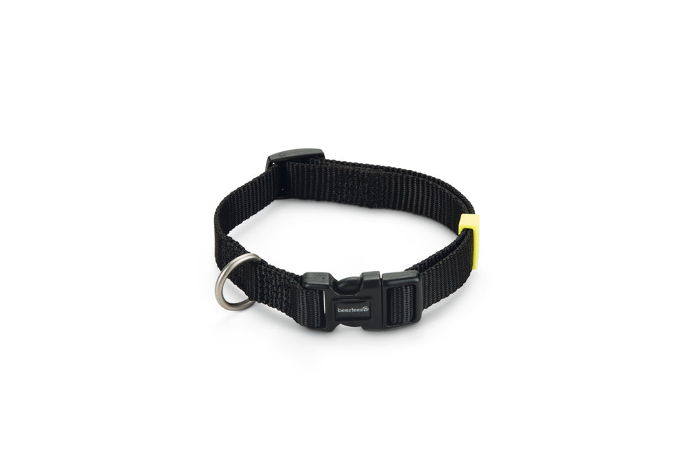Beeztees Adjustable Nylon Dog Collar Black 15mm x 26-40cm