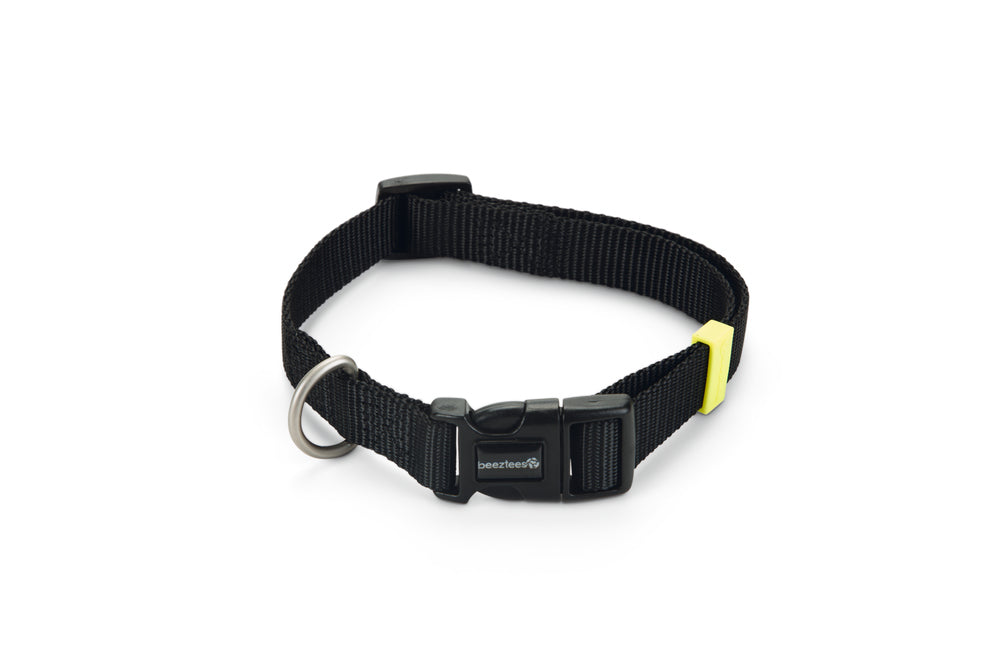 Beeztees Uni Dog Collar Adjustable Nylon Black 35-50cm