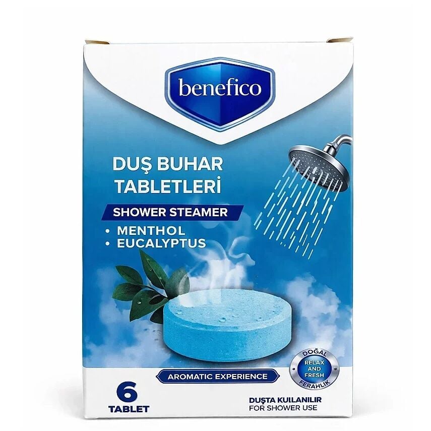 Benefico Menthol Shower Steamers Refreshing Tablets 6 Count