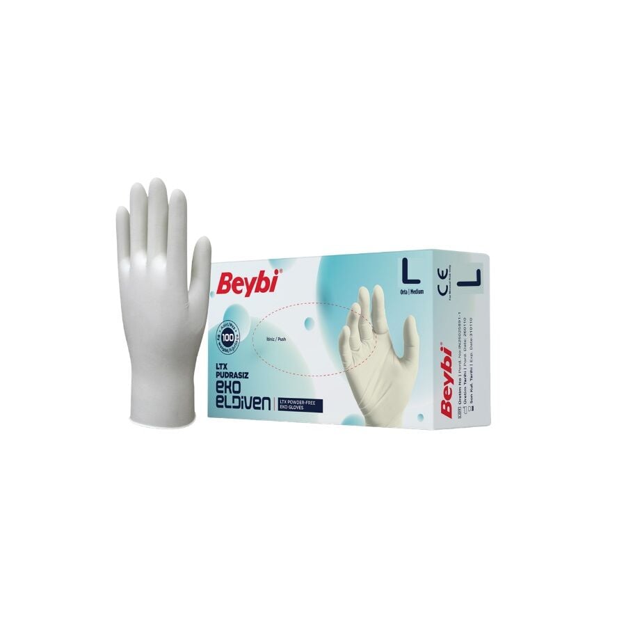 Beybi Latex Powder-Free Examination Gloves Large 100 Count
