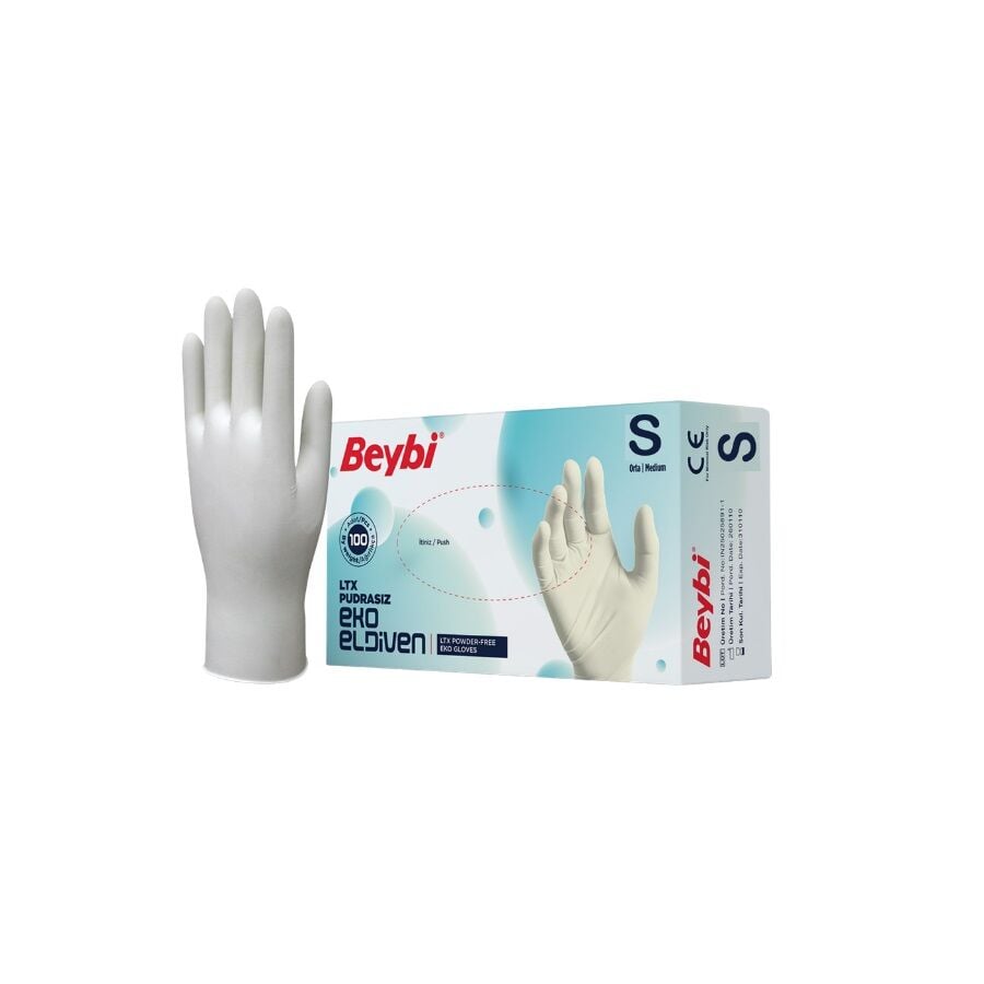 Beybi Latex Powder-Free Examination Gloves Small 100 Count