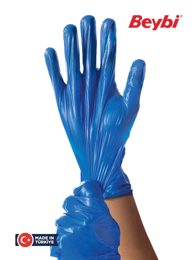 Beybi TPEX Blue TPE Disposable Gloves for Food and Hygiene 100 Count