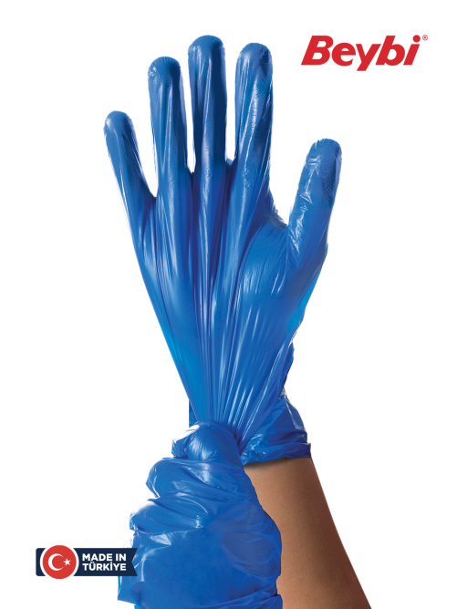 Beybi TPEX Blue TPE Disposable Gloves for Food and Hygiene 100 Count