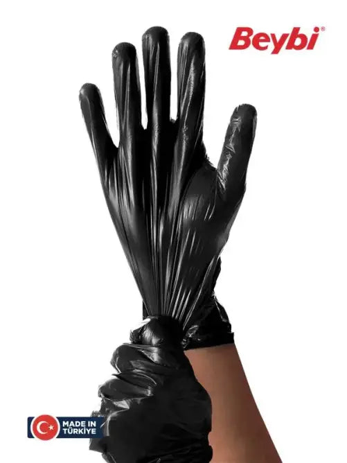 Beybi TPEX Black TPE Gloves for Food and Hygiene 100 Count