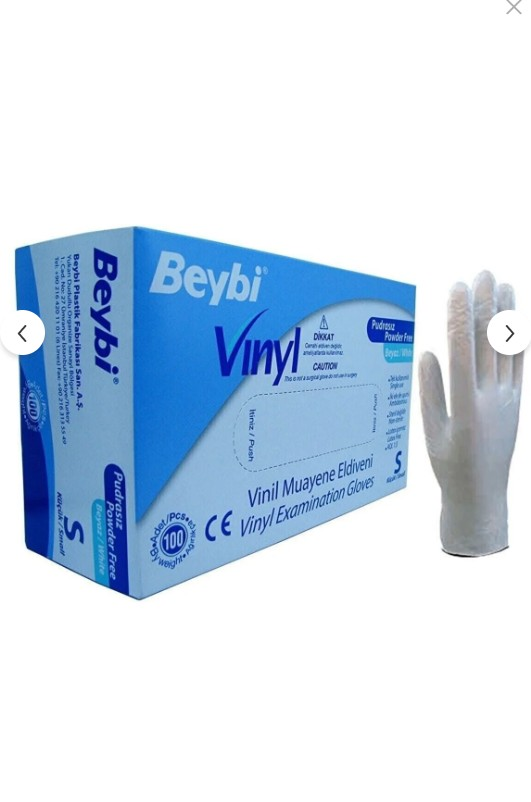 Beybi Vinyl Powder-Free Examination Gloves Small 100 Count