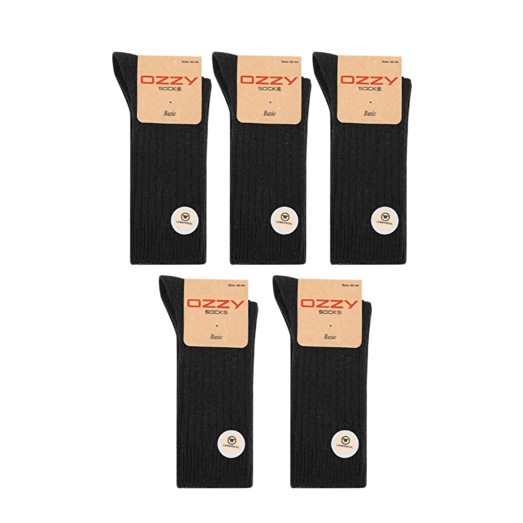 Ozzy Socks Men's Wool Socks 5-Pack in Black 40-44