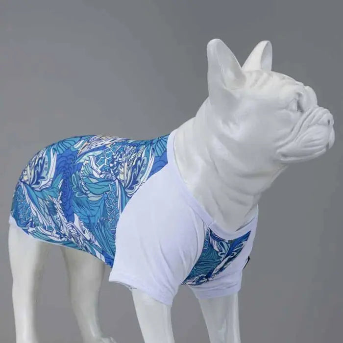 Lindo Blue Flowers Dog T-Shirt Lightweight Pet Apparel