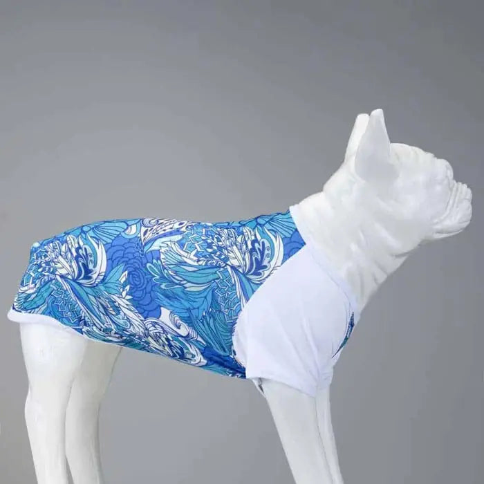 Lindo Blue Flowers Dog T-Shirt Lightweight Pet Apparel